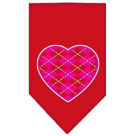 UNCONDITIONAL LOVE Argyle Heart Pink Screen Print Bandana Red Small UN920610
